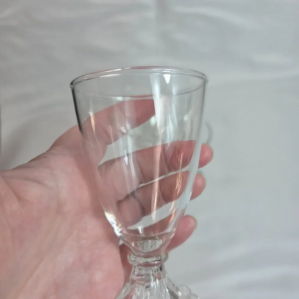 FOUR Anchor Hocking Berwick Boopie Clear Juice/Wine Glasses Ball Design on Base